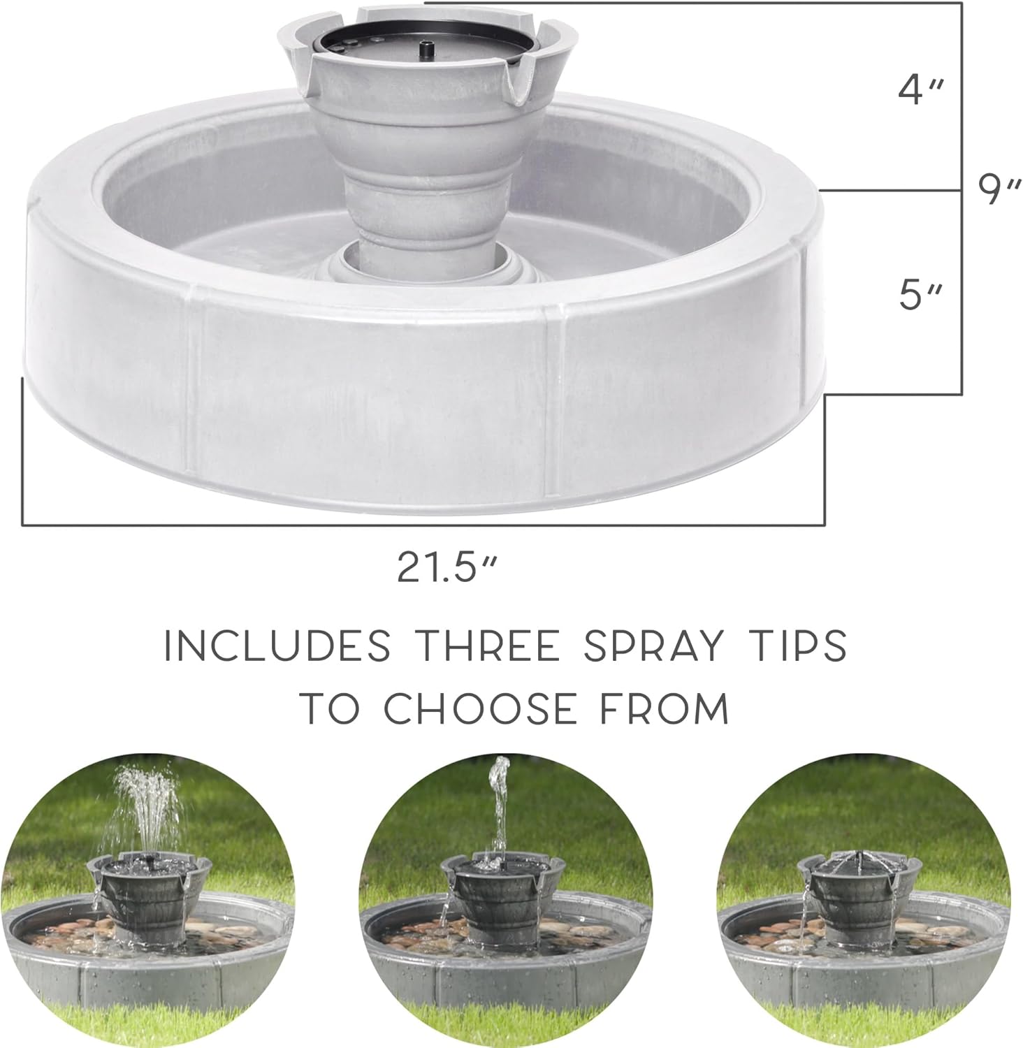 Bernini Lago Pond Fountain - Cordless Garden Fountain for Zen Sound, Beautiful Garden Water Features Decor Piece for Yard, Deck or Patio (White Stone)