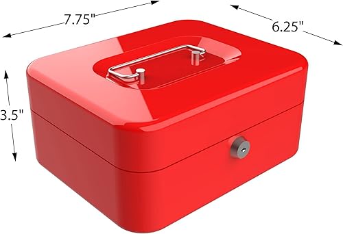 Miniatura 2 de Stalwart 75-6580 Hawk - Caja de efectivo con cerradura de llave de 8.0in con bandeja para monedas