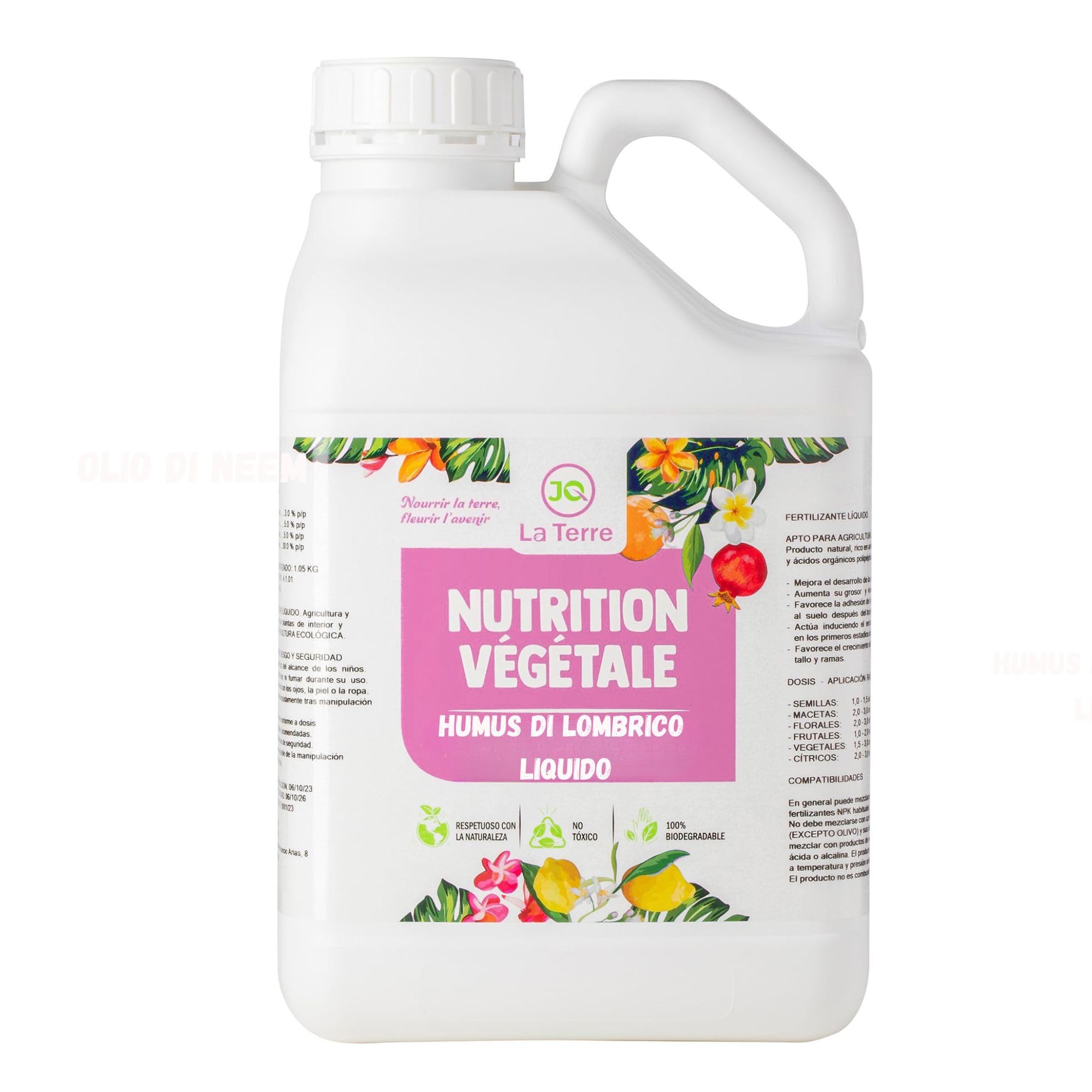 HUMUS DI LOMBRICO LIQUIDO 5 LITRI Vermicomposti organici per piante | concime liquido per piante verdi e rigenerante del terreno, biostimolante