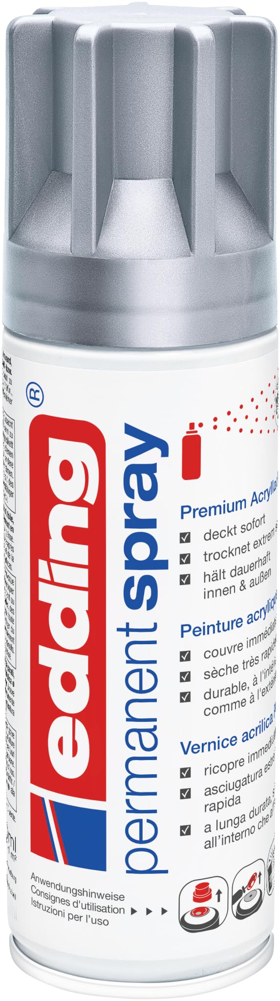 edding 5200 Permanent Spray - 200 ml - Acryllack zum Lackieren und Dekorieren von Glas, Metall, Holz, Keramik, Kunststoff, Leinwand - Lackspray, Acrylspray, Farbspray (Metallic Set 5er Pack)