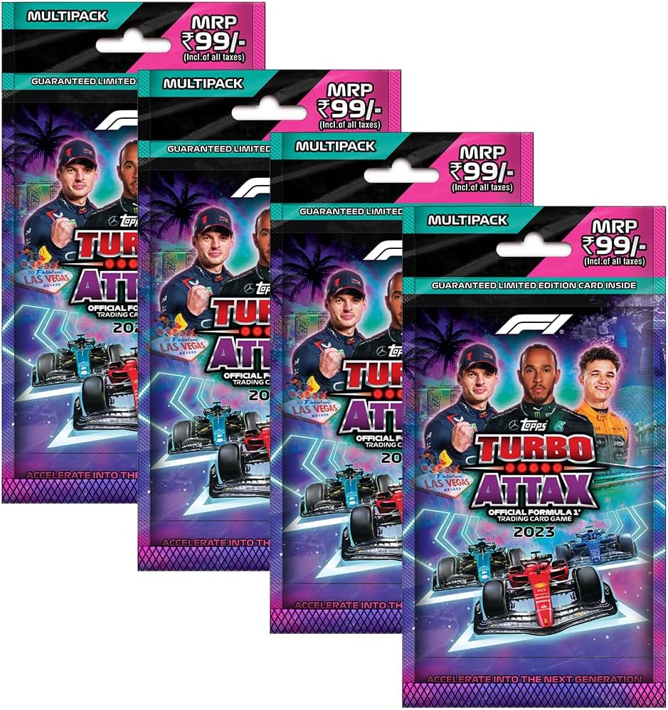 Topps F1 Turbo Attax Trading and Collectible Card Game (Multipack - Pack of 4)