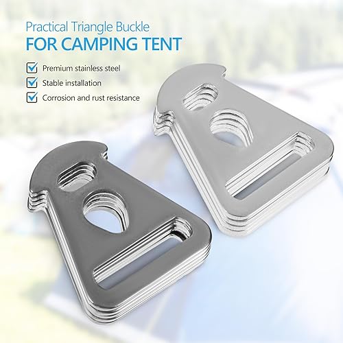 Miniatura 4 de BESPORTBLE Gancho de hebilla triangular para tienda de campaña, hebilla de cuerda triangular de acero inoxidable para acampar al aire libre, toldo,
