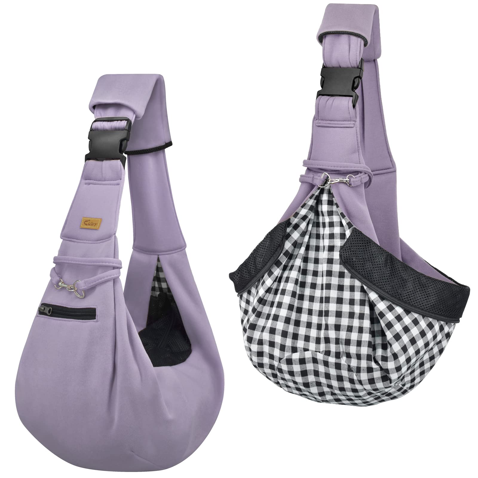 CUBY Transportador para Perros y Gatos, Bolsa Reversible de Manos Libres para Mascotas, diseño de Bolsa Suave, Adecuada para Cachorros, Perros pequeños, Gatos al Aire Libre (Morado, Correa de Ajuste