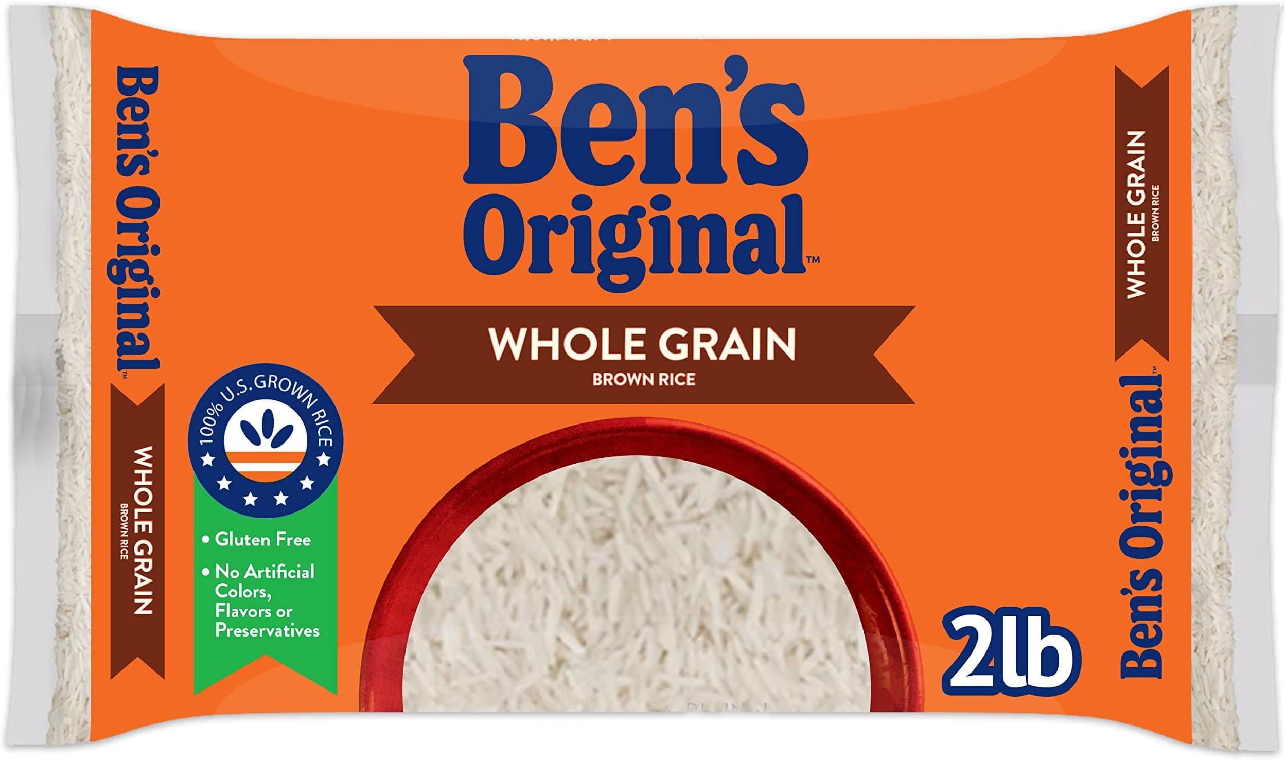 Amazon.com : BEN'S ORIGINAL Whole Grain Brown Rice, 2 lb Bag : Brown ...