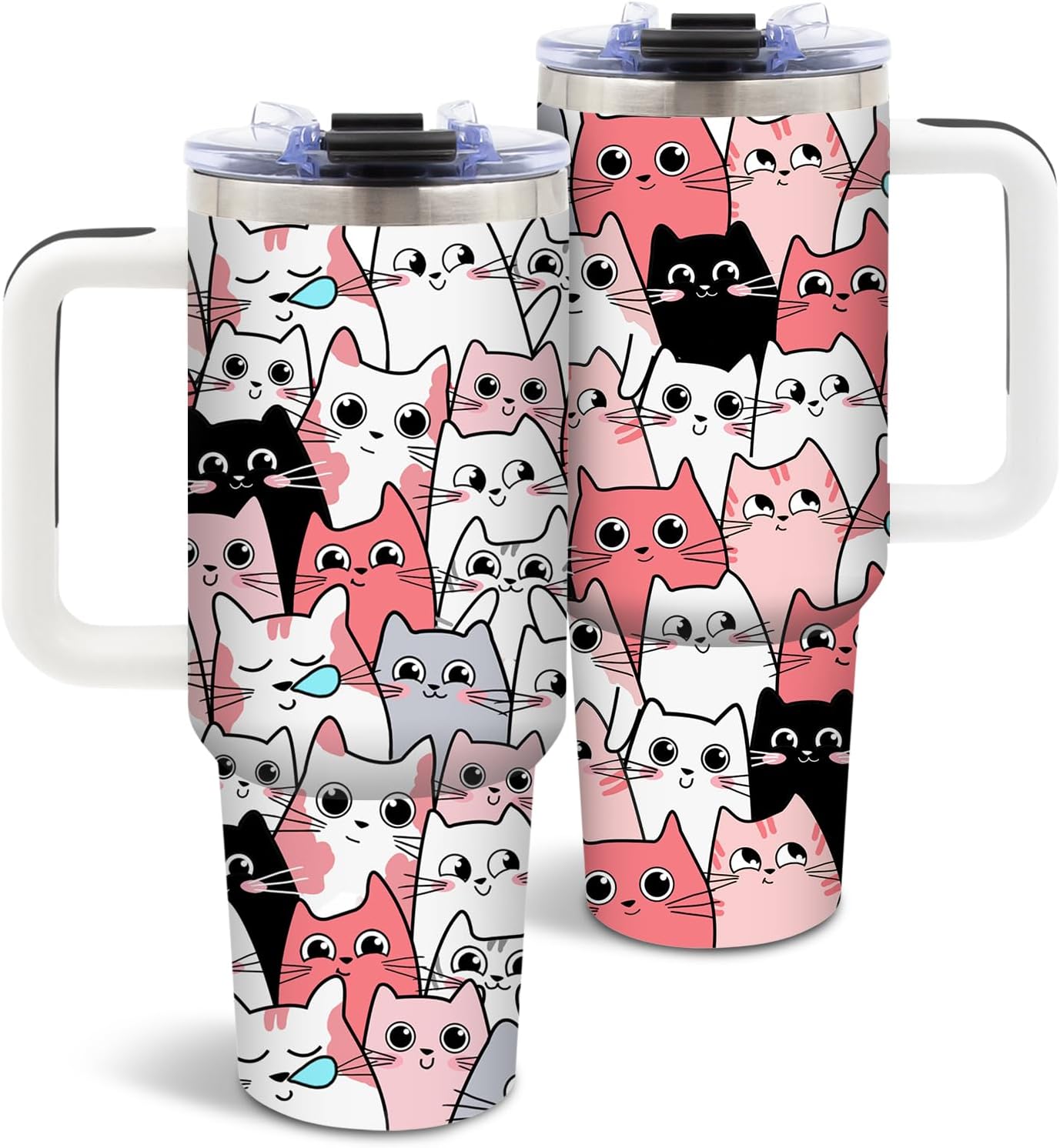DUUV Cat Gifts for Women, Cat Tumbler for Mom Girls Friends Sister, Gifts for Birthday Christmas Thanksgiving, 40 Oz Tumbler with Handle and Straw Cats, 1PCS