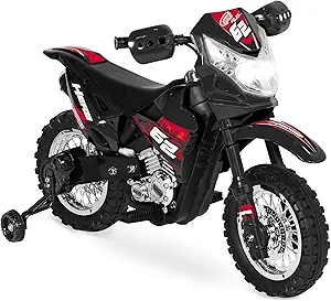 Best Choice Products Kids 6V Ride On Motorcycle w/Treaded Tires, Working Headlights, 2mph Top Speed, Training Wheels, Realistic Sounds, Music, Battery Charger - Black