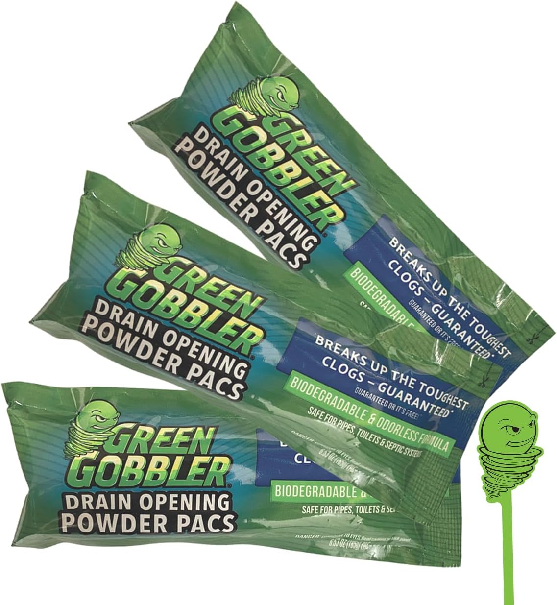 Green Gobbler Drain Clog Remover Powder 3 Uses Hair Clog Remover Toilet Clog