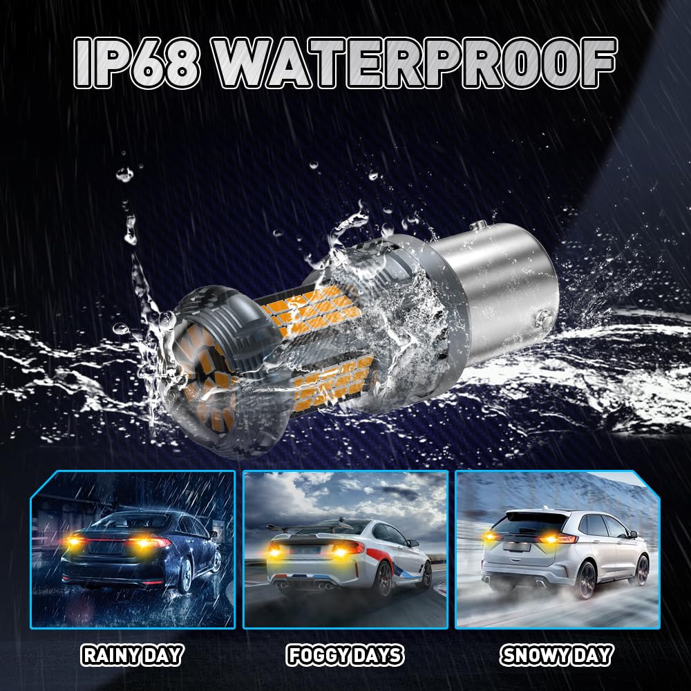 Lampadina LED 1156 BAU15S, Ambra PY21W LED CANBUS senza Errori Anti Hyper Flash 2641A 7507AST con Proiettore per Indicatori di Direzione 28W 12V-24V