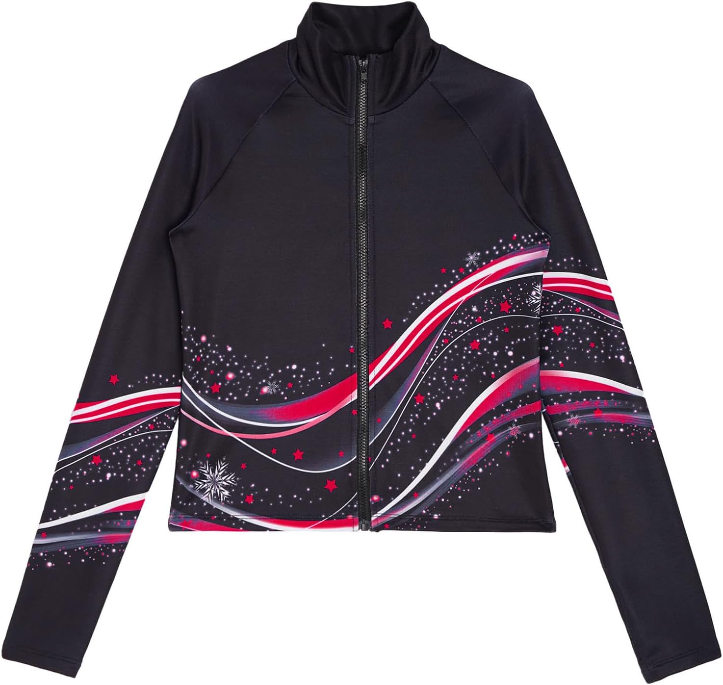 Hansber Kids Girls Figure Skating Training Jacket Fleece Warm Skating Practice Jackets Gymnastics Dance Outerwear