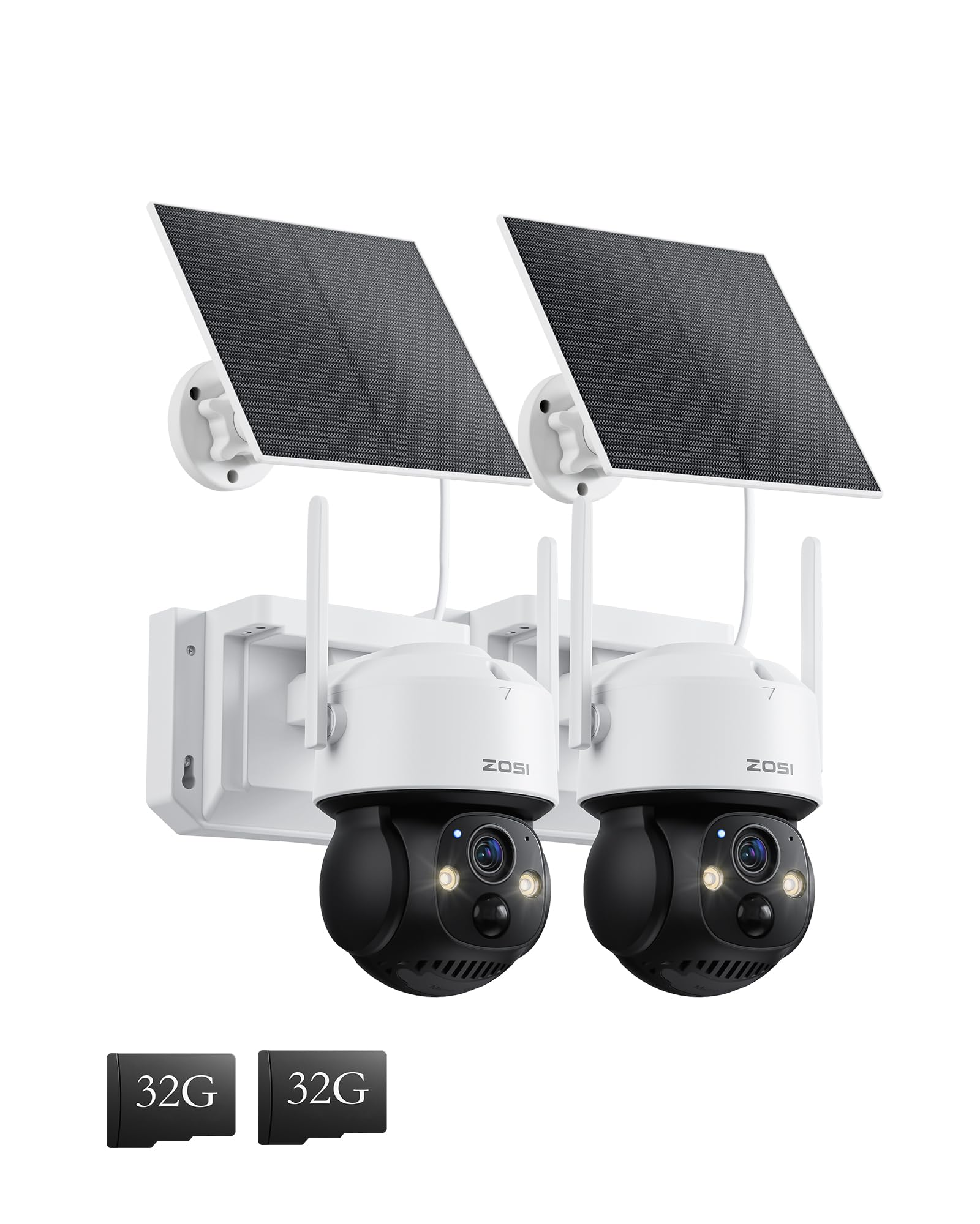 ZOSI C291 2 x 2.5K 4MP Wireless Battery Security Camera Outdoor, Solar Powered Pan/Tilt Camera, 360 View, PIR Human Detect, Color Night Vision, 2-Way