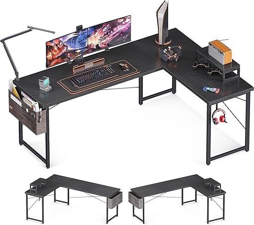 ODK Escritorio en forma de L, escritorio esquinero para computadora de 66 pulgadas, escritorio para juegos, escritorio de oficina en casa con