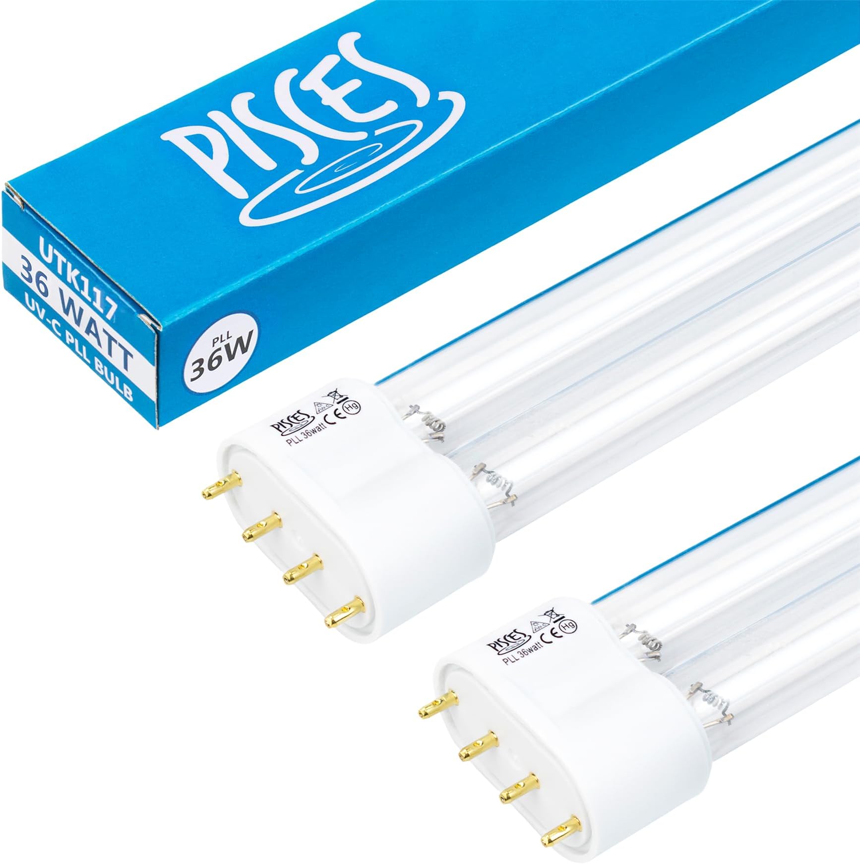 Pisces Twin Pack 36w Watt Replacement UV PLL Pond Bulb Spare 217mm UVC Lamp | For Pond Filters , UVC Clarifiers