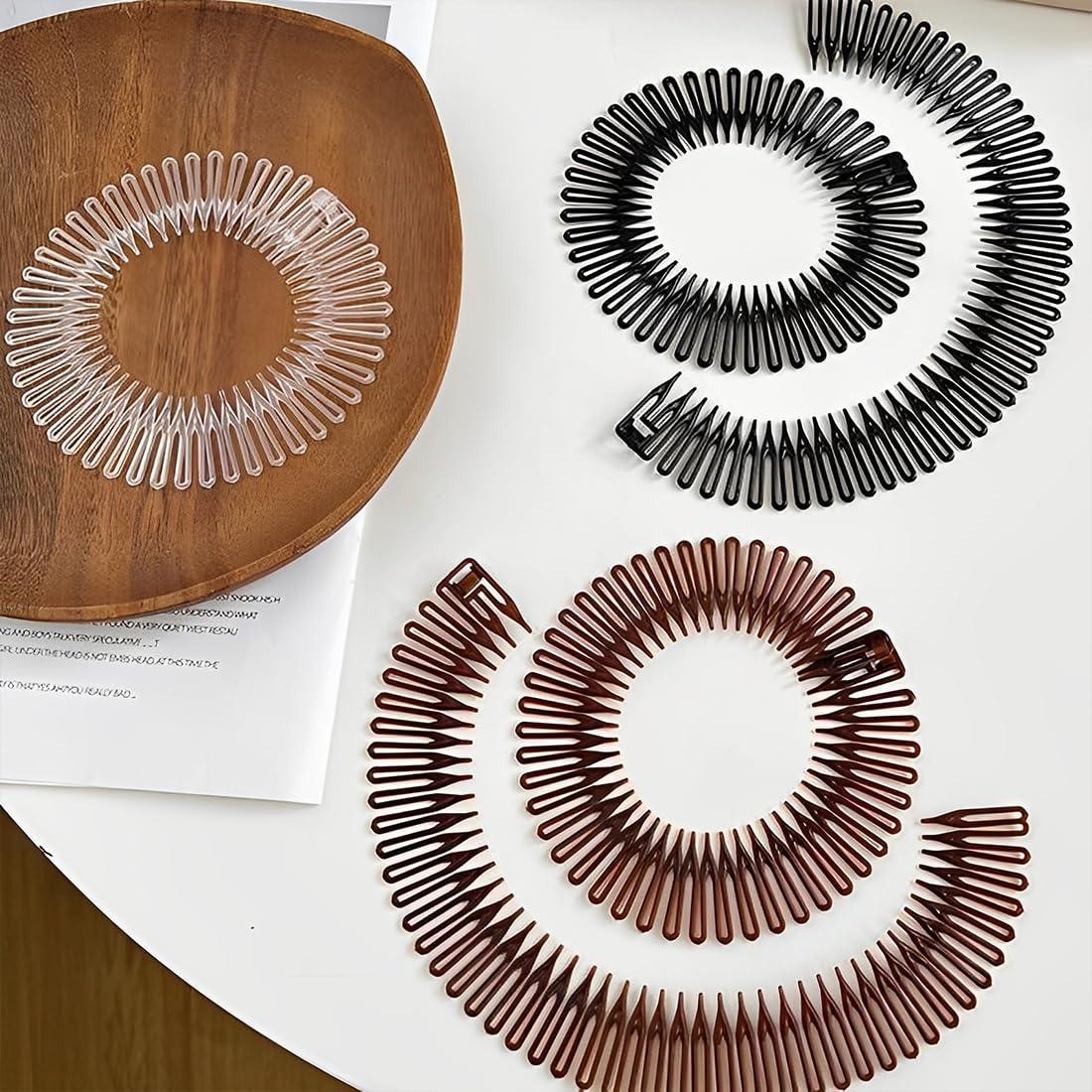 Pettine Elastico Circolare Completo, 6 Pettini Elastici in Plastica per Capelli, Fascia per Denti Circolare, Pettine Circolare in Plastica Flessibile, fascia per acconciature perfette