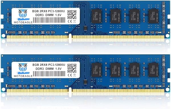DDR3 1600 UDIMM PC3 12800U 16Go (2x8Go) RAM, DDR3 1600MHz 8Go 2Rx8 PC3 12800U 240-Pin CL11 1.5V Mémoire pour Ordinateur de Bureau - 1