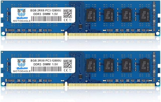 DDR3/DDR3L 1600 MHz UDIMM RAM 16GB Kit (8GBx2) PC3/PC3L 12800U 8GB 1.35V/1.5V 240-Pin Non-ECC Unbuffered 2RX8 Dual Rank Desktop Memory