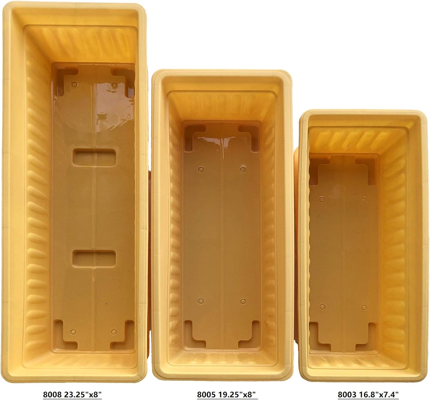 5 pcs / Length 16.8" Yellow Color Plastic Planter Window Box with Tray/ for Flower, Vegetables, Plants Nursery Seedling in The Garden, Patio , Indoor Outdoor