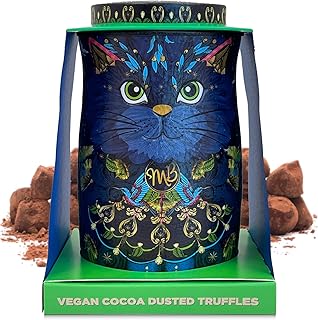 Monty Bojangles Cocoa Nib Nights Cat Tin | Vegan Cocoa Dusted Chocolate Truffles, Midnight Prince Cat - 135g
