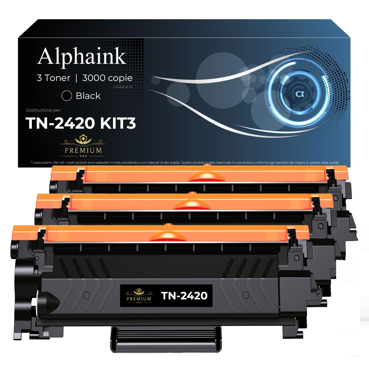 alphaink 3 Toner Compatibili con Brother TN2420 TN-2420 TN2410 per MFC L2710DW L2710DN L2730DW L2750DW HL-L23210D L2350DW L2370DN L2375DW DCP-L2510D L2530DW L2550DN (3 Nero)