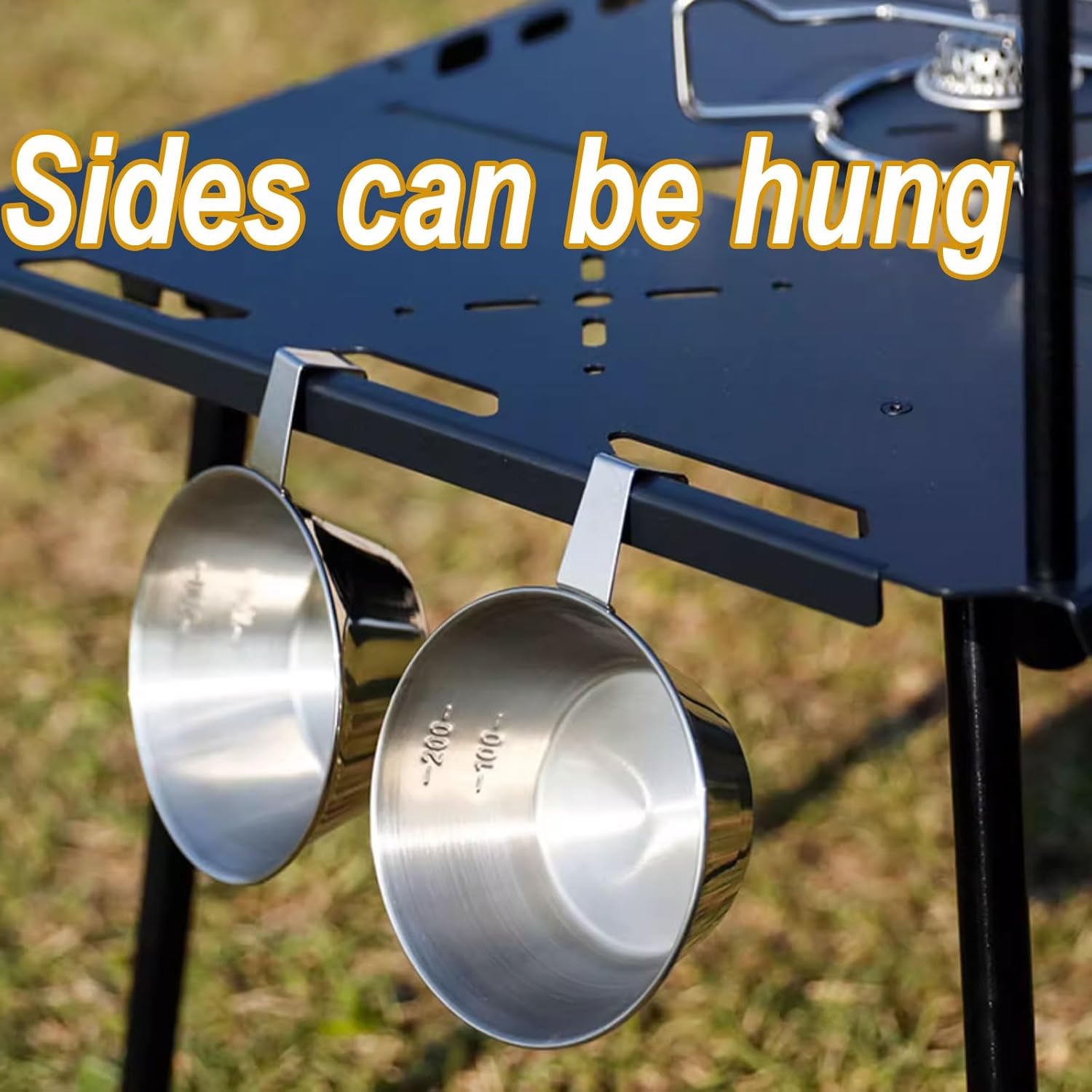 Portable Table with Carry Handle Foldable Table Small Height Adjustable from 42-64cm Side of Table Can Be Hung for Outside Inside Use Free Storage Bag