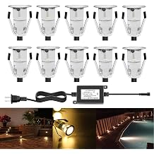 مصابيح LED لسطح السفينة، 0.7 بوصة، ضوء ممر صغير، مسار رصيف، ضوء طريق، أبيض دافئ IP67 مقاوم للماء، ديكور خارجي وداخلي، مجموعة إضاءة أمنية مكونة من 10 قطع