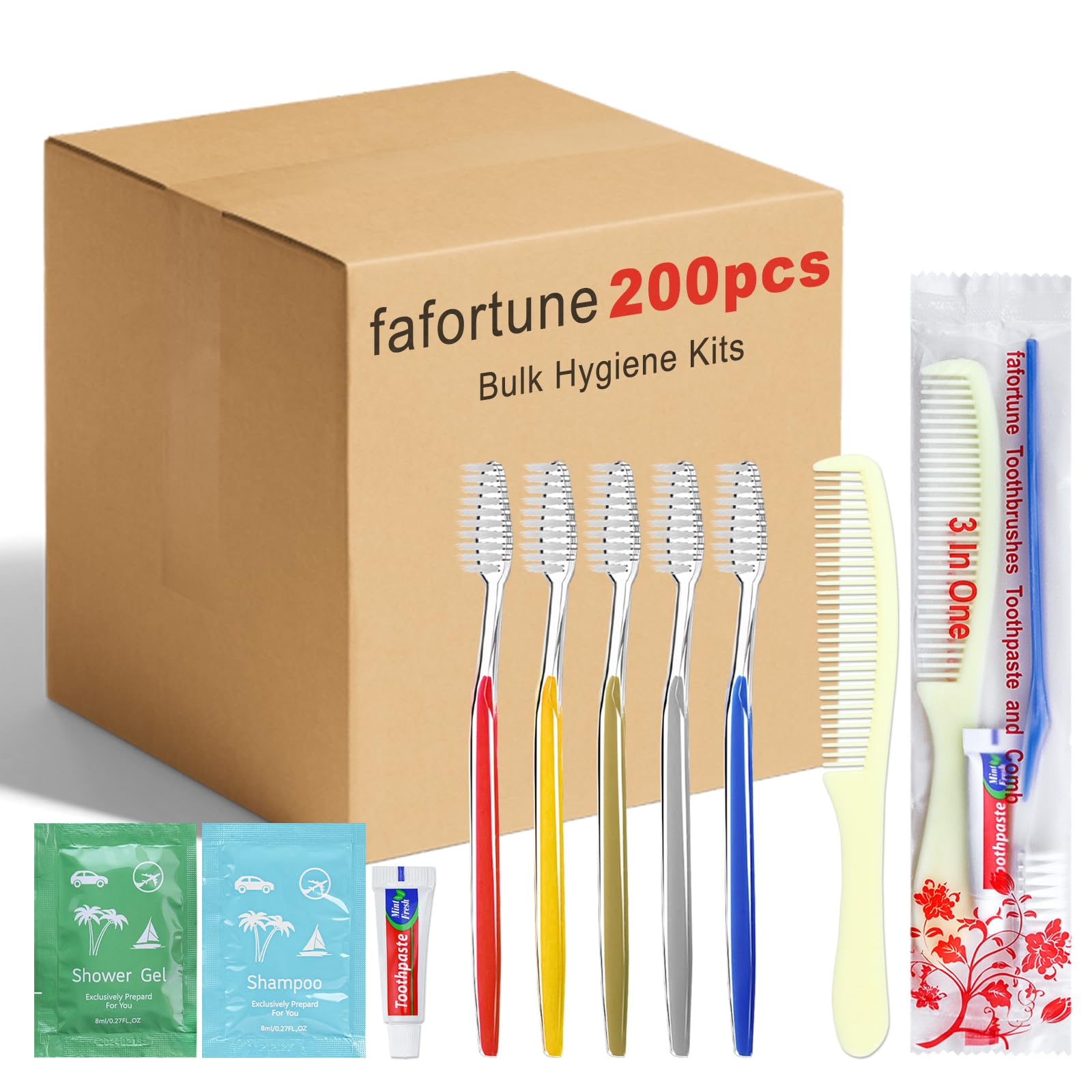 Bulk Hygiene Kits for Homeless,Disposable Toothbrushes with Toothpaste and Comb for Homeless Individually Wrapped，Basic Toiletry Kits Travel Size