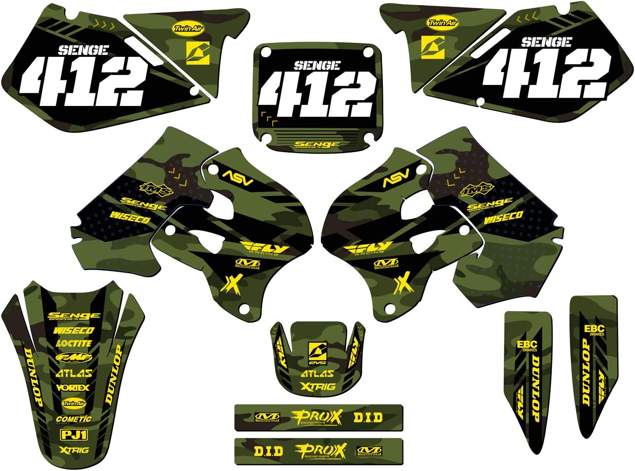 1996-1998 RM 250 Apache Green Senge Graphics Complete Kit with Rider I.D. Compatible with Suzuki