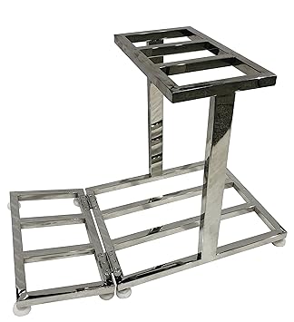 SALON CHAIR Stainless Steel Topless Triple Three Inverter Battery UPS Stand for Three Batteries (Fit to Every Inverter Battery Easily) with Adjuster Heavy Duty Stand