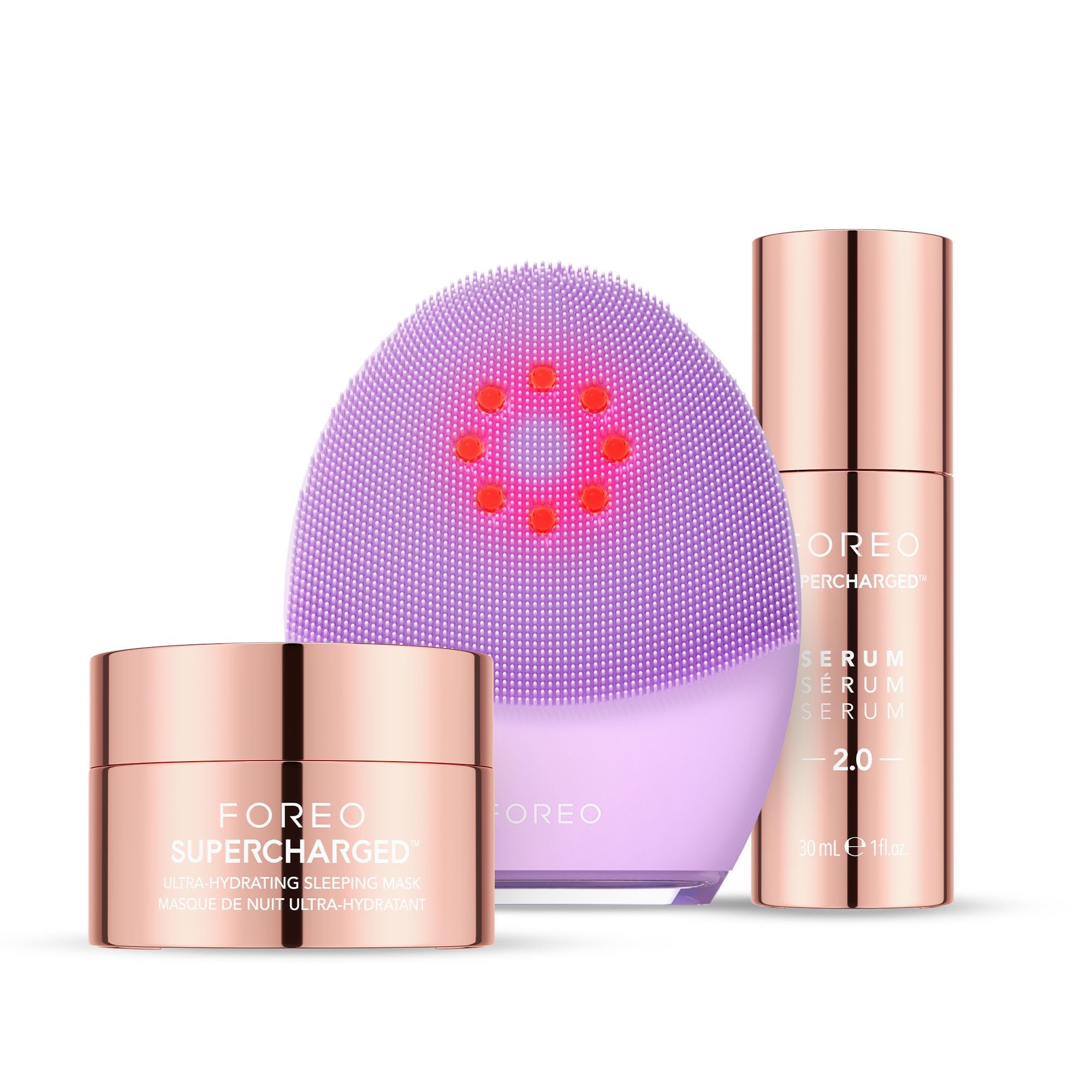 FOREO Firm & Clean - LUNA 4 plus + Serum 2.0 + Nachtmaske | Gesichtsbürste, Nahinfrarot, Rote LED, Mikrostrom, Gesichtsmassage, Leitserum, Nachtmaske, Straffend