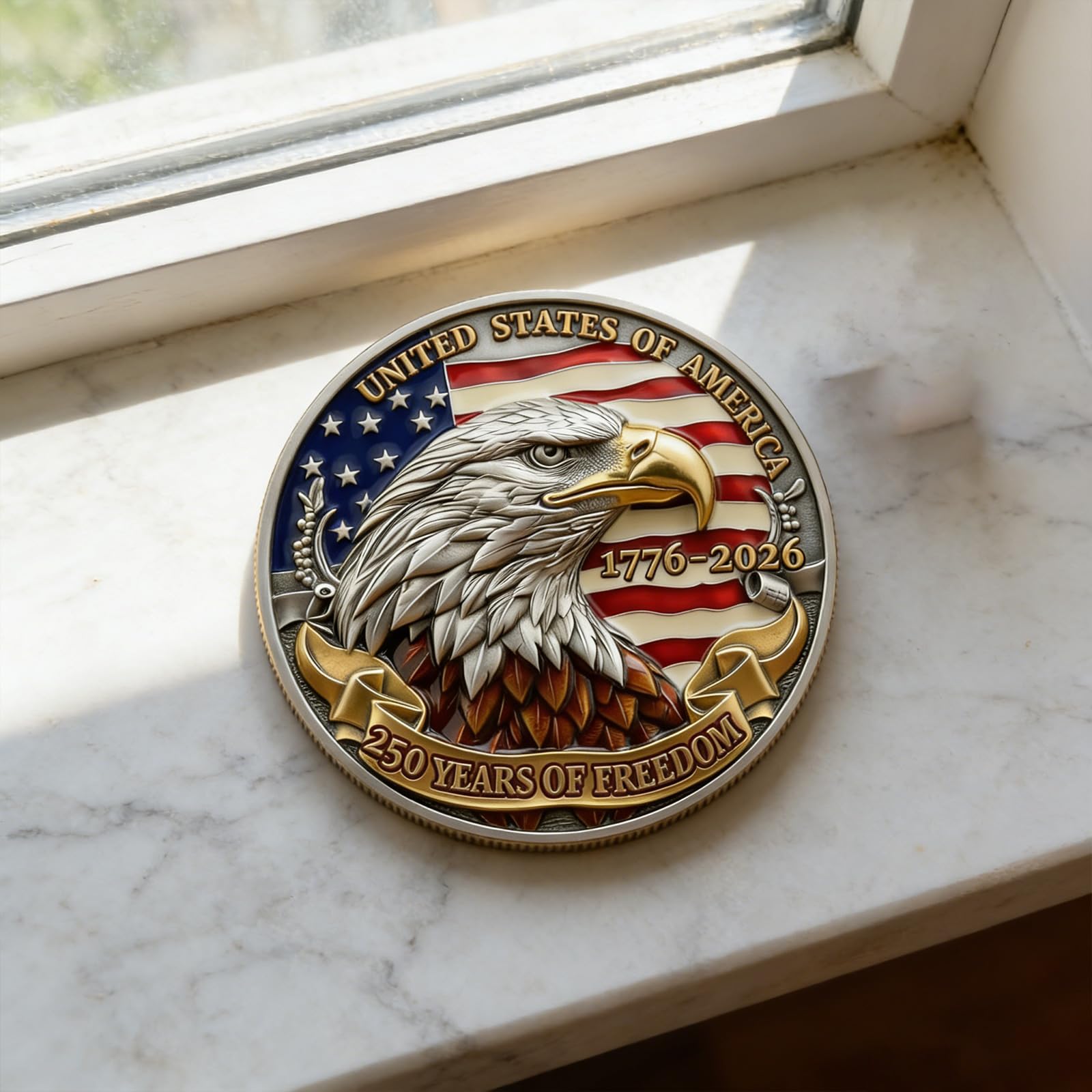 Moneda de artefacto histórico que conmemora los 250 años de independencia de Estados Unidos con emblemas nacionales, medallas coleccionables de regalo de EE. UU