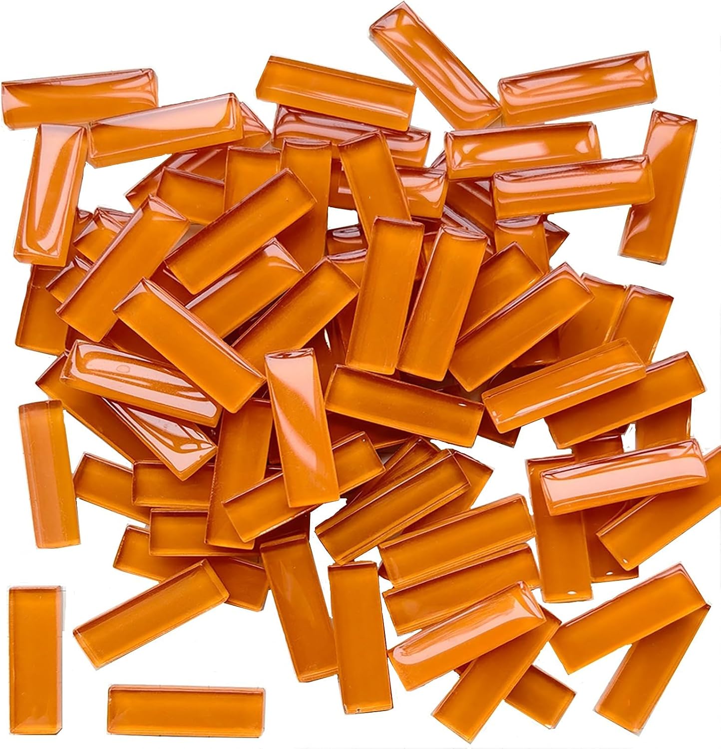 200g Rectangular Colorful Crystal Mosaic Glass Tile, Strip Craft Glass Tile for DIY Crafts and Mosaic Projects, Adult Mosaic Kit-Orange