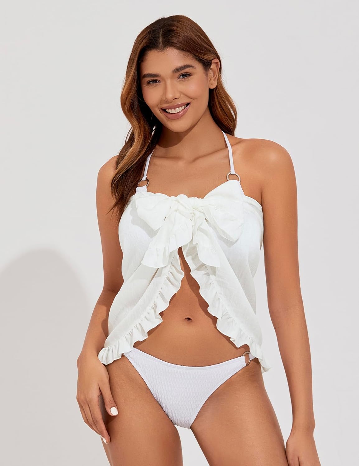 Tournesol Women's Sarong Short Beach Cover Up Skirt Sheer Bikini Wraps Ruffle Hem Bathing Suit Coverups for Swimwear S-2XL - Image 2