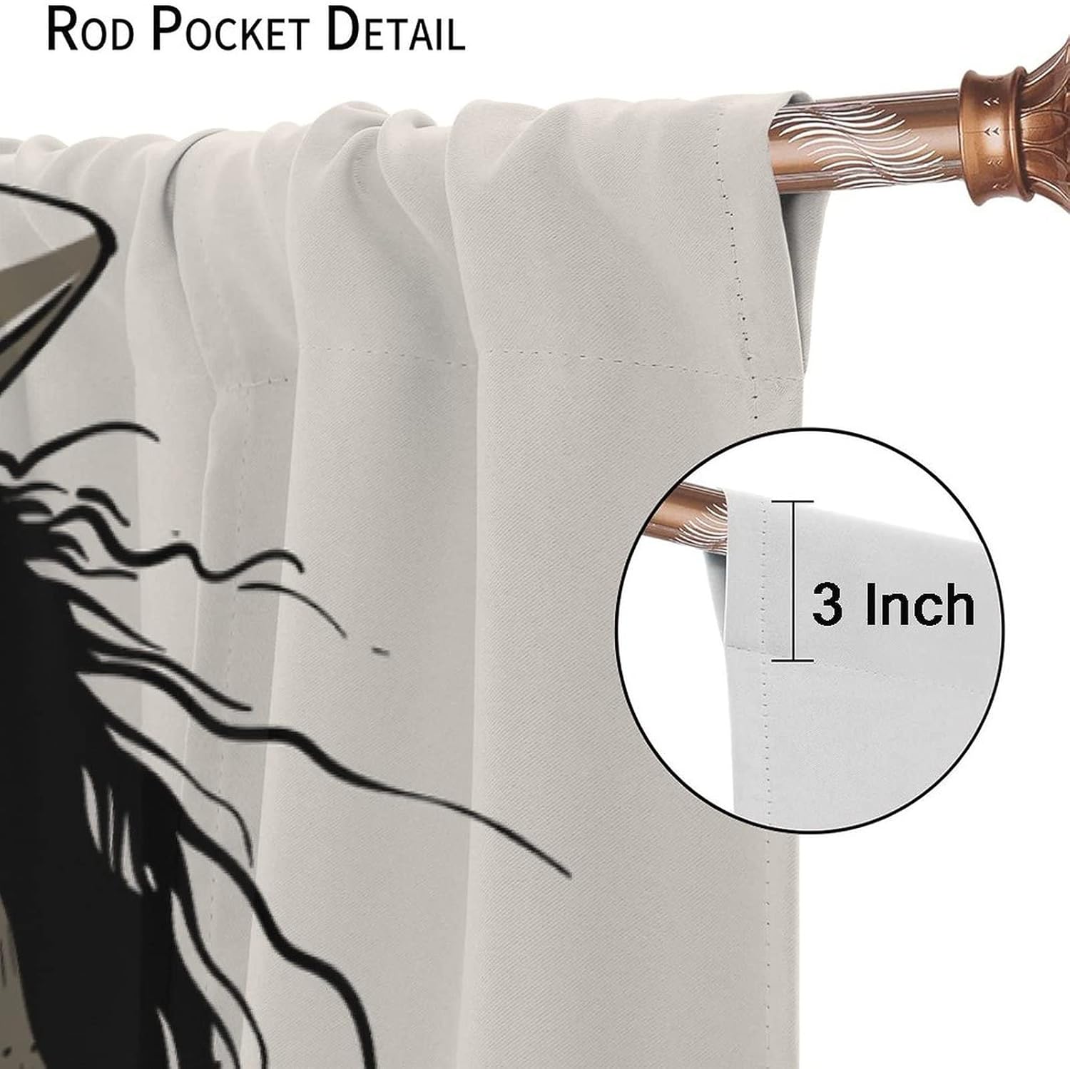 Western Cowboy Bedroom Curtains,Vintage American Cowgirl Cowboy Hat Home Decor Rod Pocket Window Drapes for Girls Women Bedroom Kitchen Bathroom,2 Panel Set W55xL63in