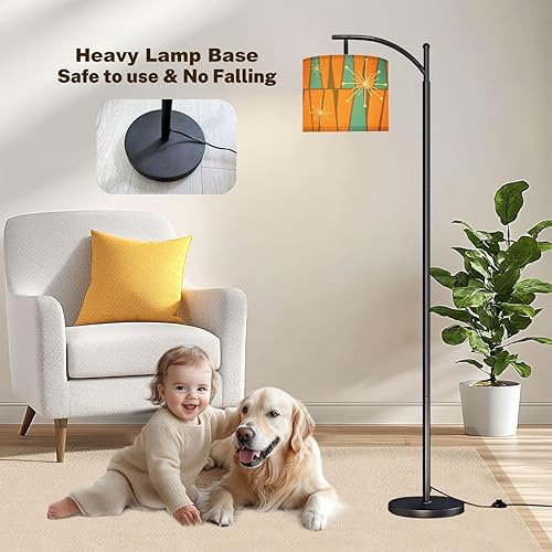 Miniatura 7 de Arc Floor Lamp Mid Century Modern Vintage Retro 1950s Mod Fifties Geometric Abstract Floor Lamps with Remote LED Lights Adjustable Lamp Shades Tall