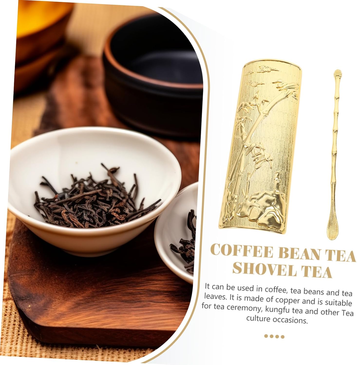 PRETYZOOM Tea Spoon Scoop Shovel Kit Cup Scoop Tea Holder Chinese Style Ceremony Accessories Alloy Vintage Embossed