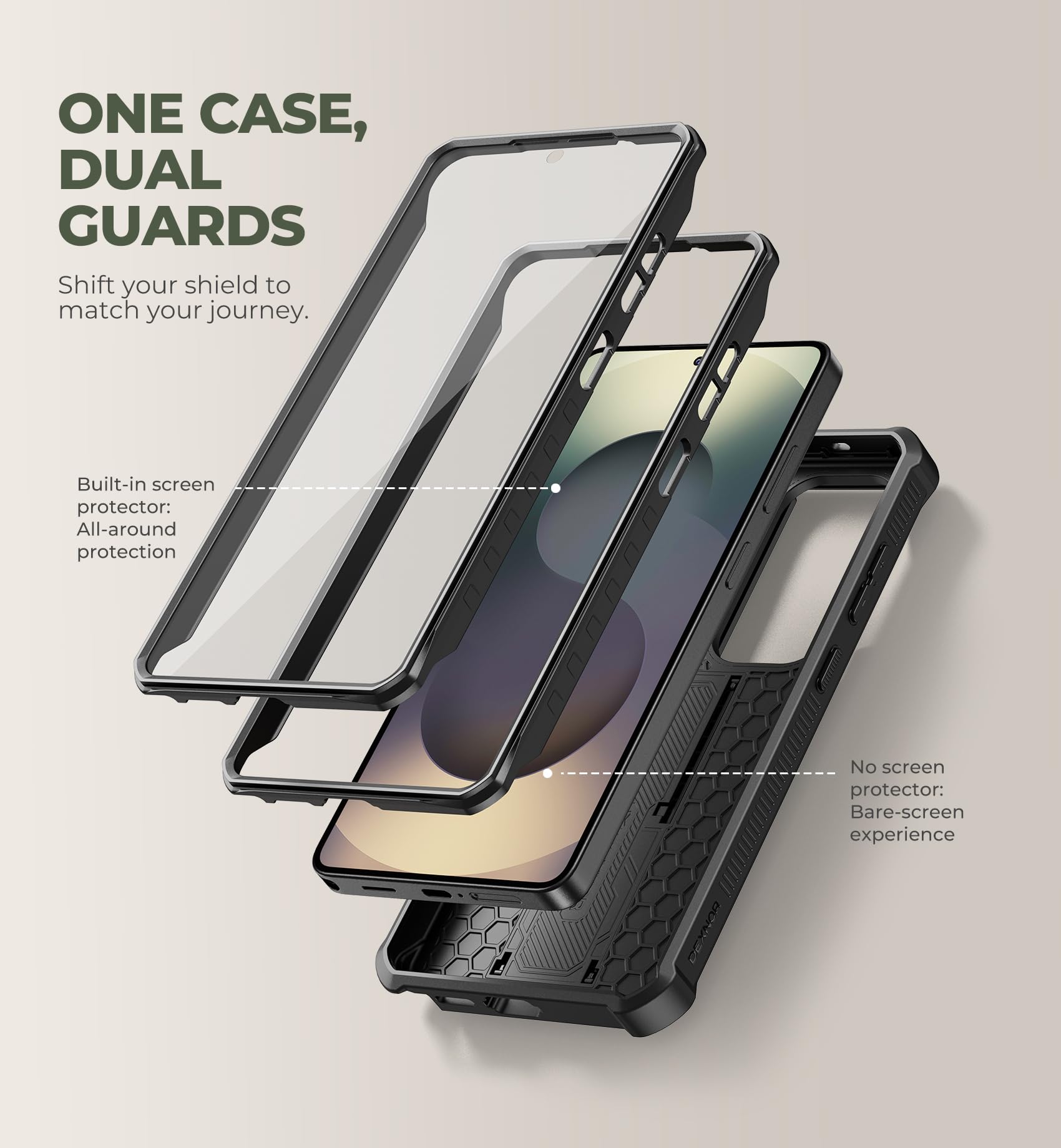 Dexnor Compatible con Funda Samsung Galaxy S26 Ultra,con Tapa Protectora Deslizante de Cámara & Protector de Pantalla & Stent, Reforzada Antisísmica Cubierta Protectora Carcasa Case - Negro
