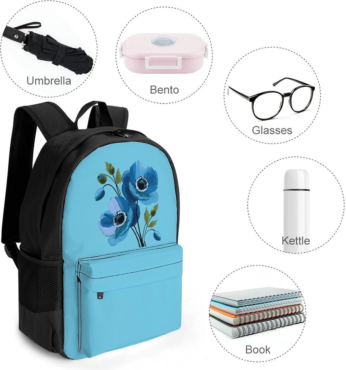 Poppy Flowers Backpack Lightweight Backpacks Work Bag