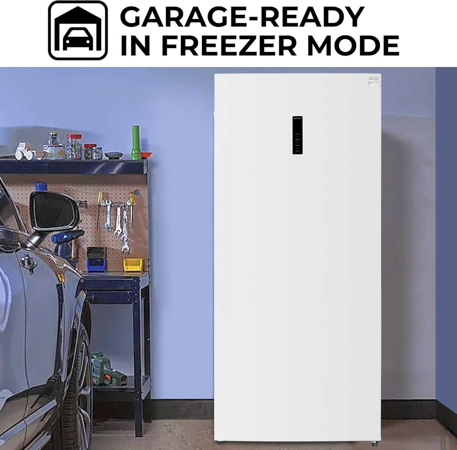 Kenmore Upright freezer-Convertible Refrigerator / Freezer, 4 Shelves, Garage Ready, Meat Storage, Auto Defrost, Congelador For Home, Apartment, Cottage, Basement, Dorm, 21.0 Cubic Feet Capacity White