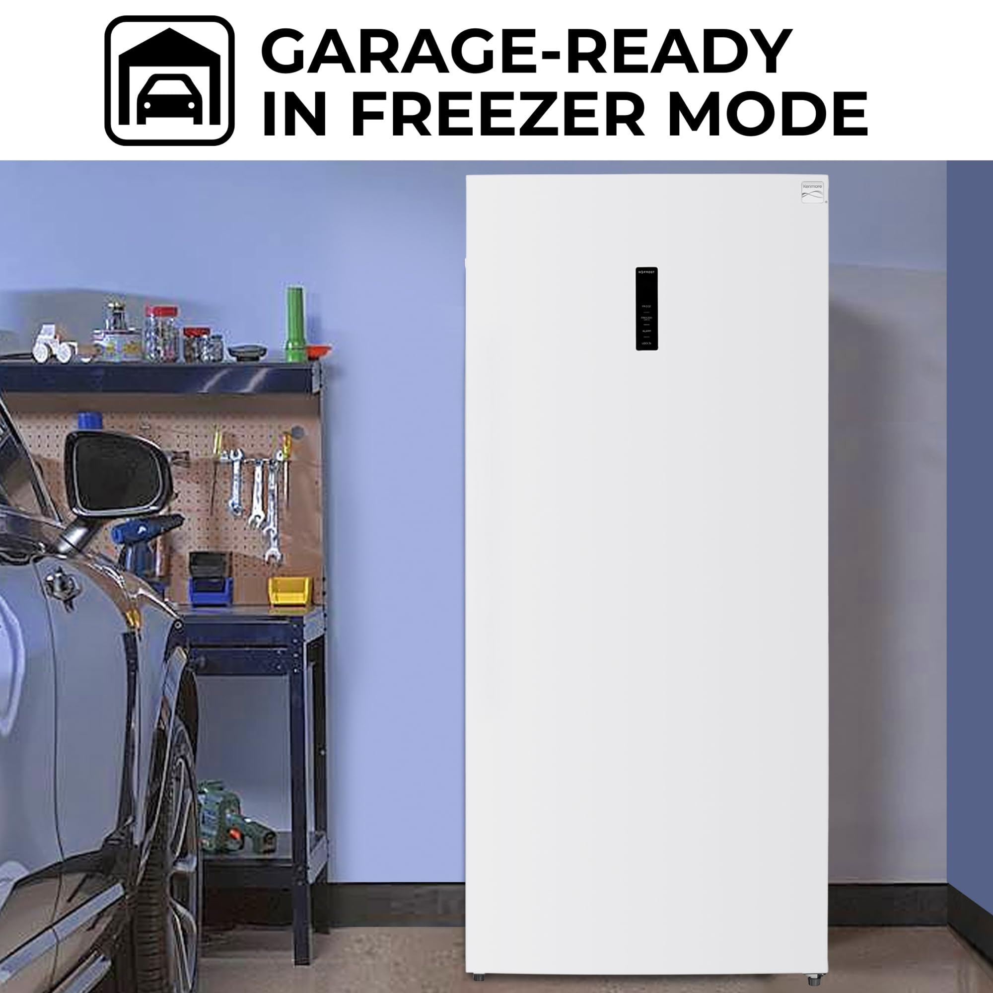 Kenmore 21.0 Cubic Feet Capacity Upright freezer - Convertible Refrigerator/Freezer, 4 Shelves, Garage Ready, Meat Storage, Auto Defrost, Congelador For Home, Apartment, Cottage, Basement,Dorm White