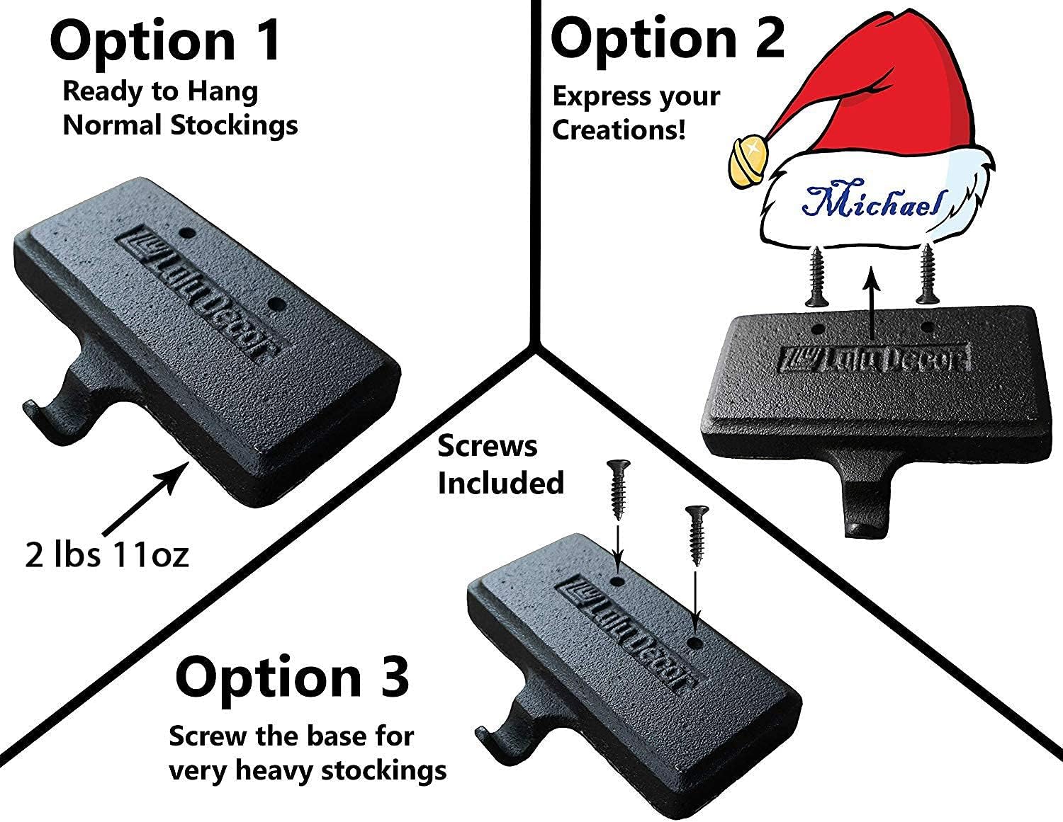 Lulu Decor, Christmas Stocking Holder Bases, Weighs 2 lbs 11 oz Each, Set of 6, Strong Heavy Stocking Holders