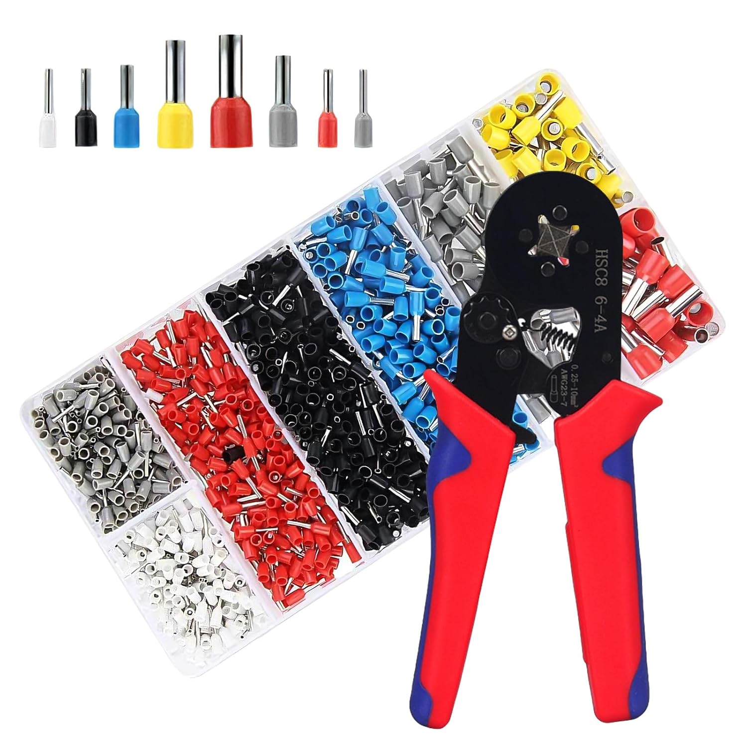 Ferrule Crimp Tool Kit, Wire Ferrule Crimper AWG 23-7 (0.25-10 mm²) with 1200PCS Ferrule Connectors Wire Ends Terminals