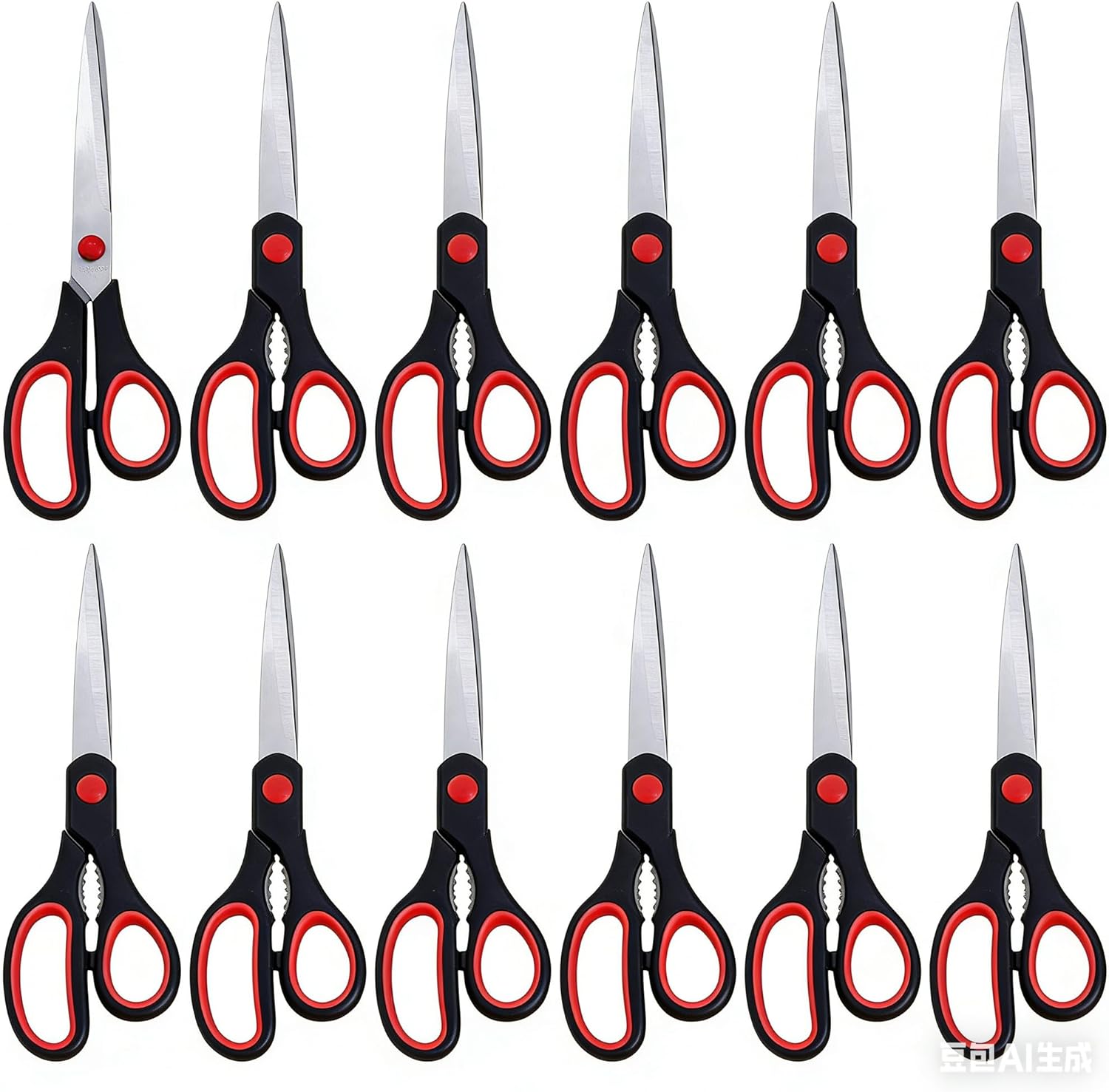 12-Pack 8 Inch Scissors Bulk,Sharp Stainless Steel Scissors with Comfort Grip Handle,Multipurpose Craft Sewing Fabric Scissors for Office Home School Supplies,Right/Left Hand Use