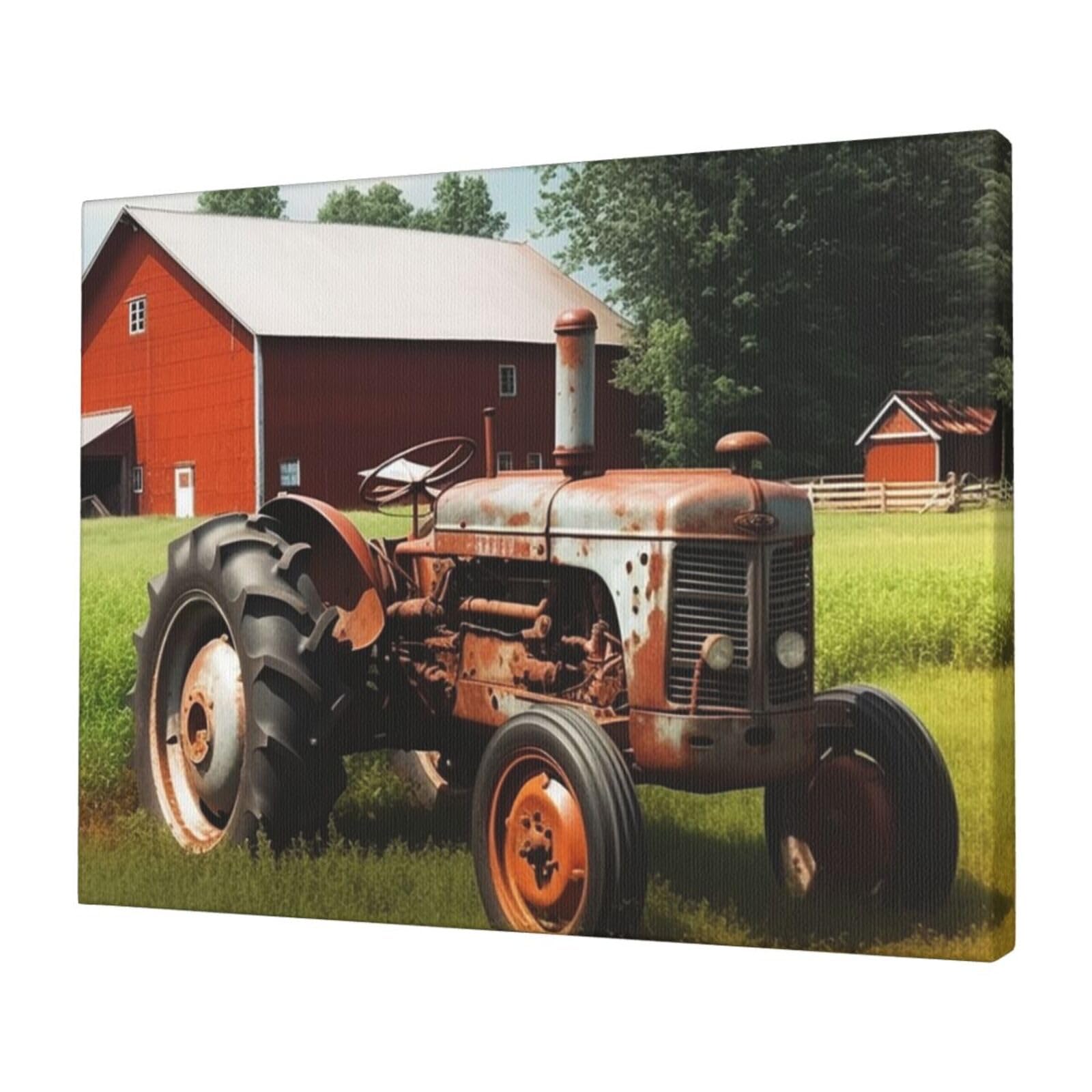 KLOPH Company Farm Tractor Canvas Wall Art for Living Room 12"x16" Modern Artwork Painting for Bathroom Hanging Canvas Prints Aesthetic Wallart for Bedroom Kitchen Office Wall Decor