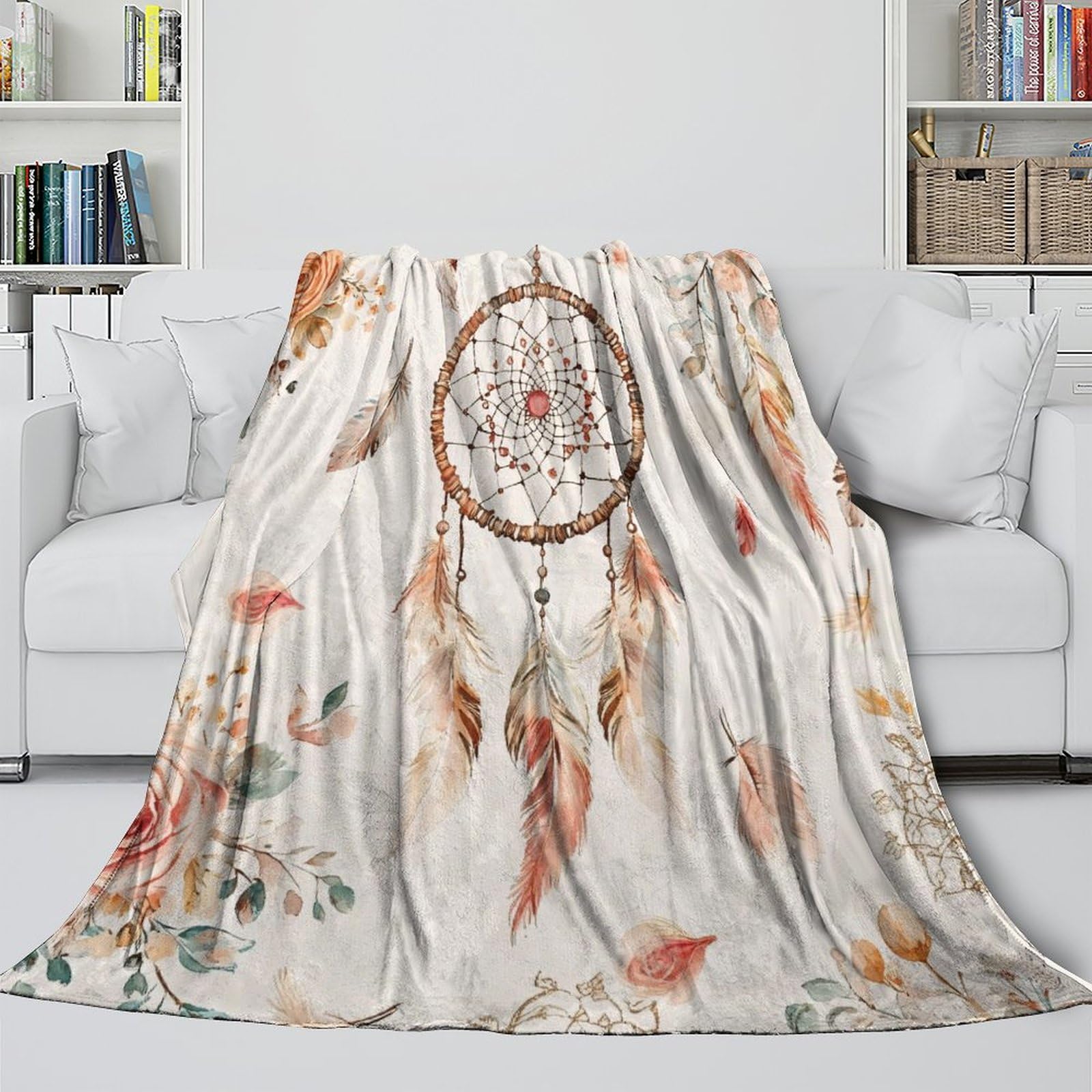 Boho 3D Druck Traumfänger Decke Mikrofaser Wohnkultur Traumfänger Sofadecke Kuschelig für Sofa Schlafzimmer Erwachsene 80×90(200x230cm)