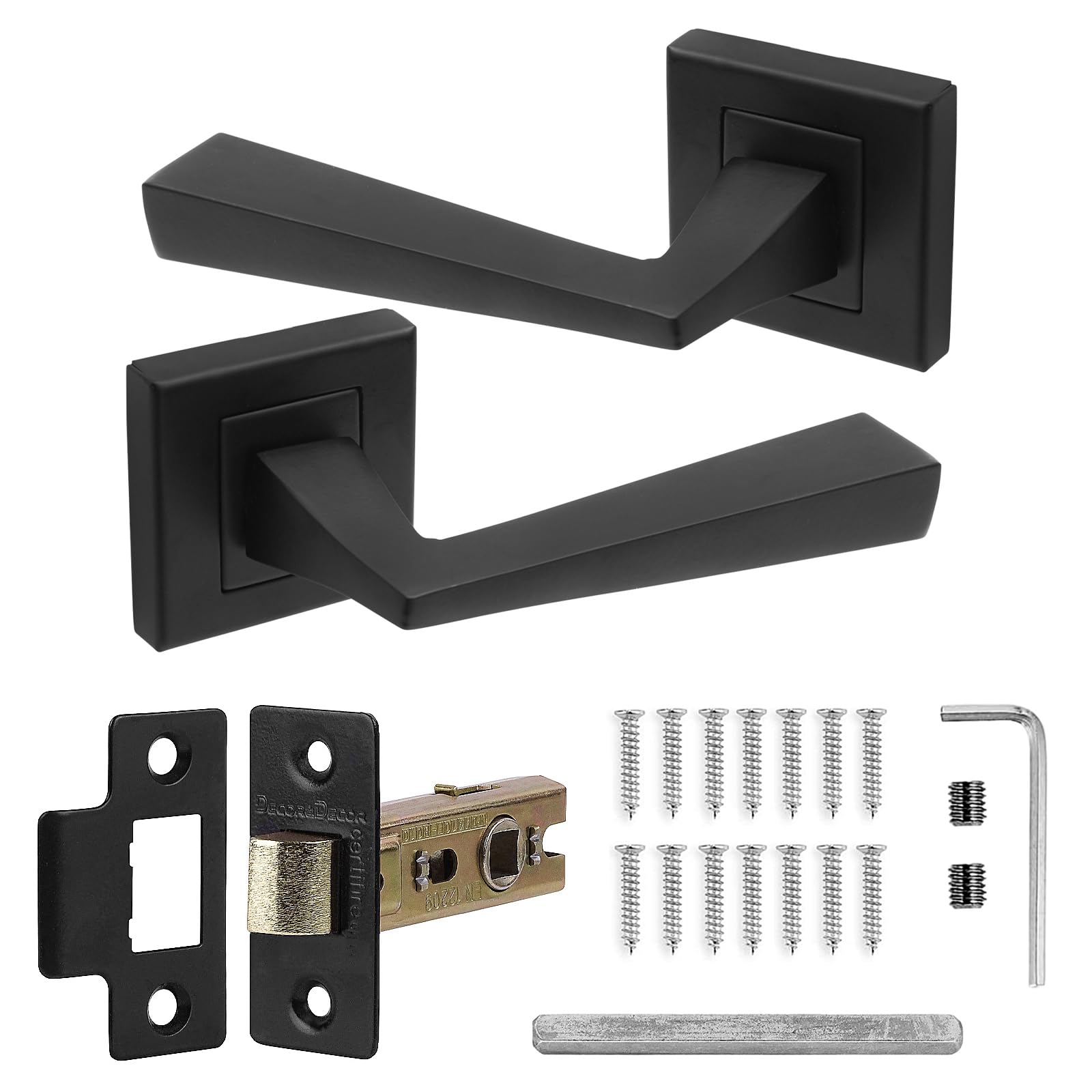 DecoranddecorBlack Door Handle SetInternal Door Handle SetBlack Door Lever Handles Latch KitHelix Range from B&Q