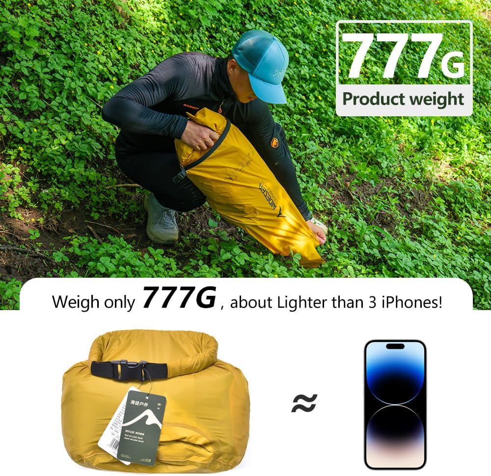 widesea Sleeping Pad R-Value 7.6 for Cold Weather Camping - Ultra Lightweight 777g, 199x58x9cm, Compact 26.5x17cm, Double Valve