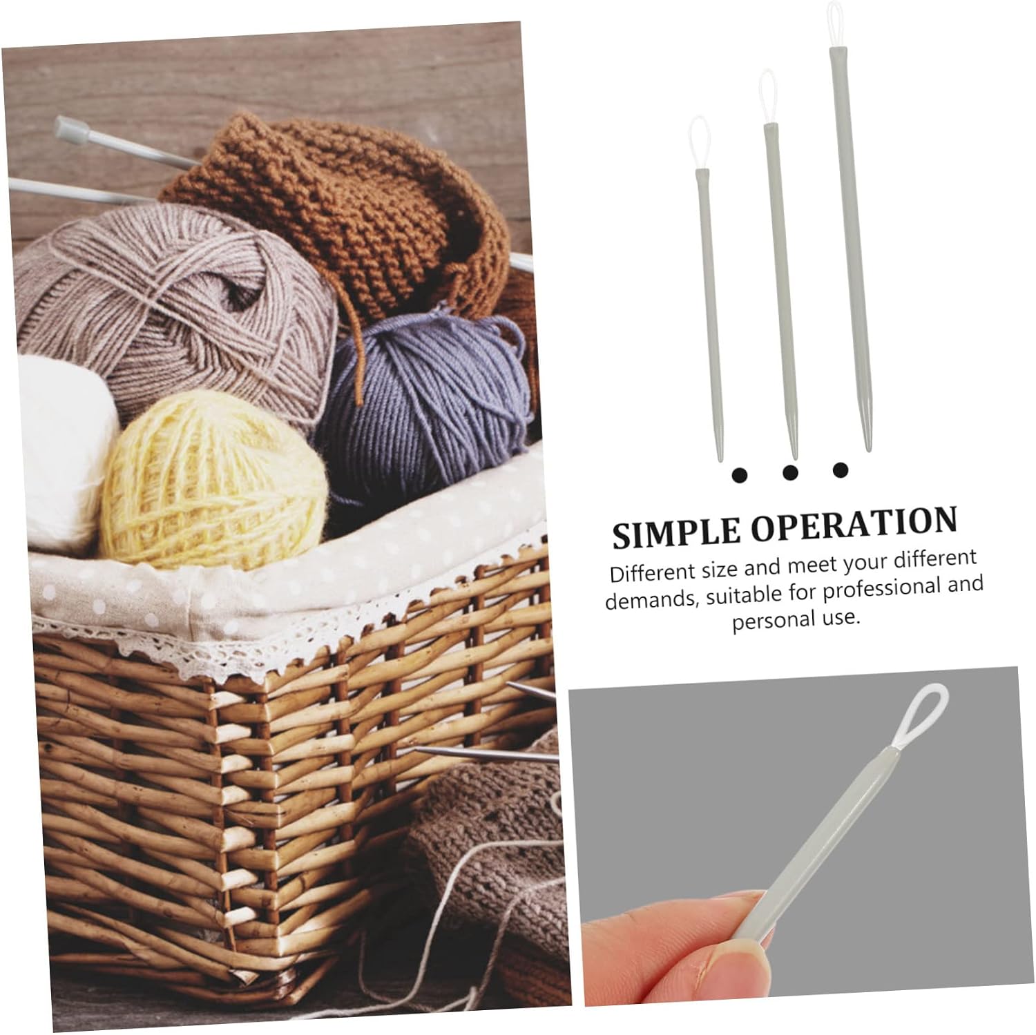 ABOOFAN 18pcs Knitting Accessories Wool Sewing Needles Threaders for Easy Embroidery Tapestry Crafting Projects Lightweight Portable Knitting Tools