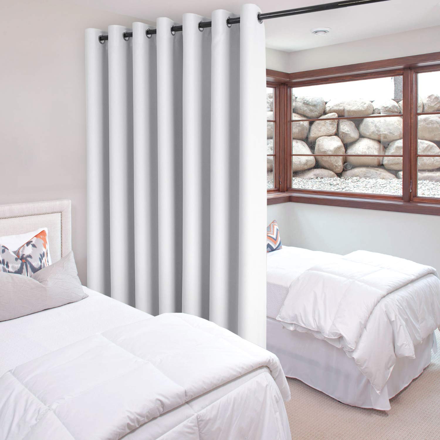 DWCN Total Privacy Room Divider Blackout Curtain W10' x L8' Grey-White