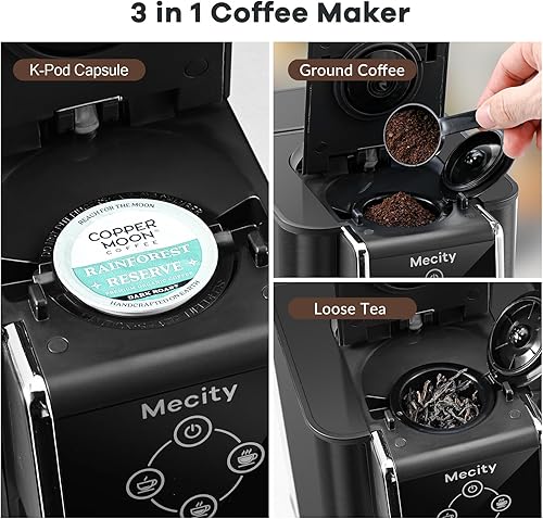 Miniatura 3 de Mecity Cafetera 3 en 1 de una sola porción, compatible con cápsulas K Cup, cafetera instantánea, tetera, taza de 6,8,10 onzas, depósito de agua