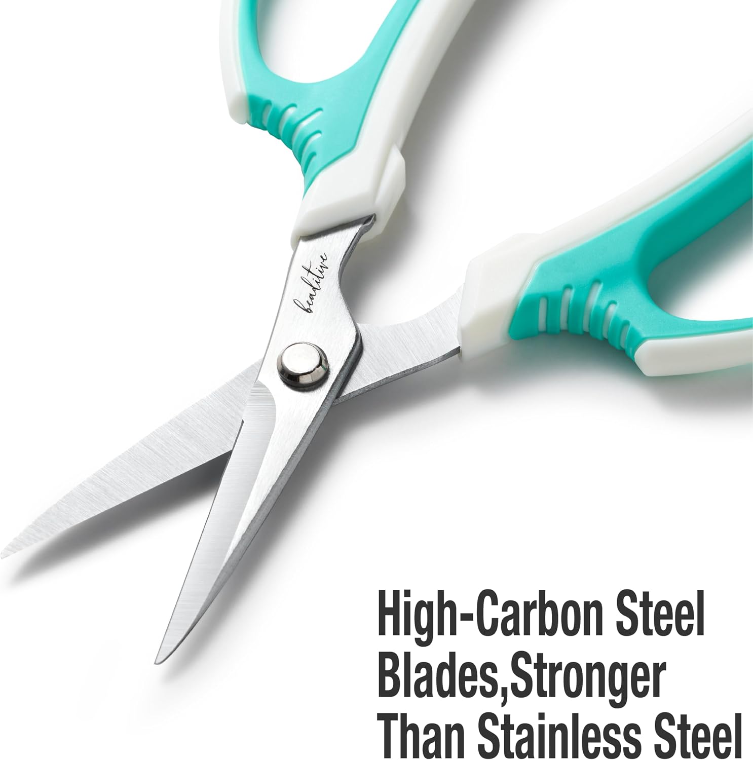 Beaditive Multipurpose Craft Scissors - High-Leverage with Sharp Carbon Steel Blades - Ergonomic Sewing Scissors for Heavy Duty Projects - Office, Scrapbook, Leather Scissors