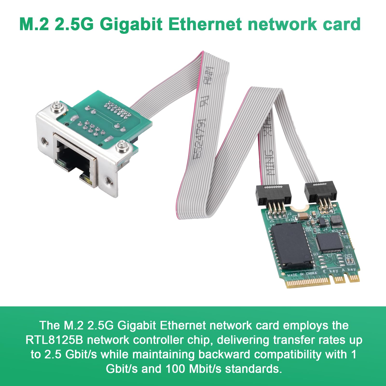 M.2 2,5 G Gigabit Ethernet, adattatore M.2 A+E Key 2.5 G Ethernet con chipset RTL8125B, Single Port Gigabit Server NIC Adattatore per Win/Linux